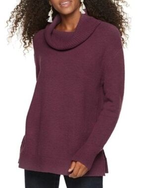 SO Mossy Cowlneck Tunic Knit Sweater